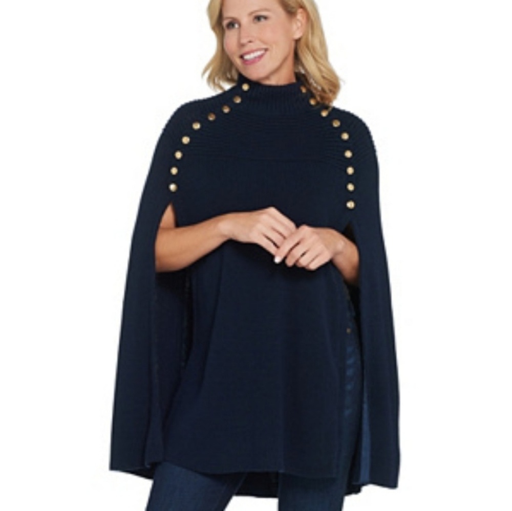 QVC G.I.L.I. Sweater Cape w/ Button Details